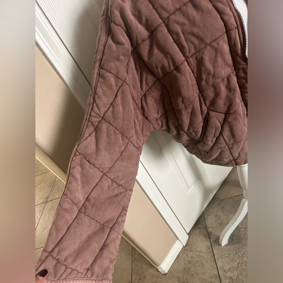 Free People Dolman Quilted Knit Jacket Cherry Cola - Picture 12 of 13